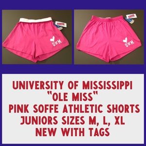 Ole Miss SOFFE Juniors Pink Athletic Shorts NWT